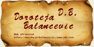 Doroteja Balančević vizit kartica